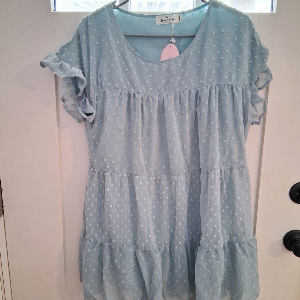 Blue Polka Dot Kids Casual Dress